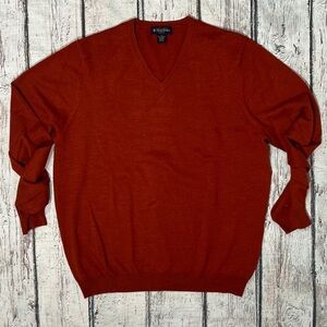 Brooks Brothers Stretch Vneck Orange Wool / Spandex Mens Business Sweater
